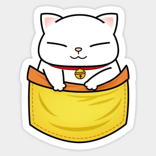 White Chubby Cat Pocket Kitty Sticker